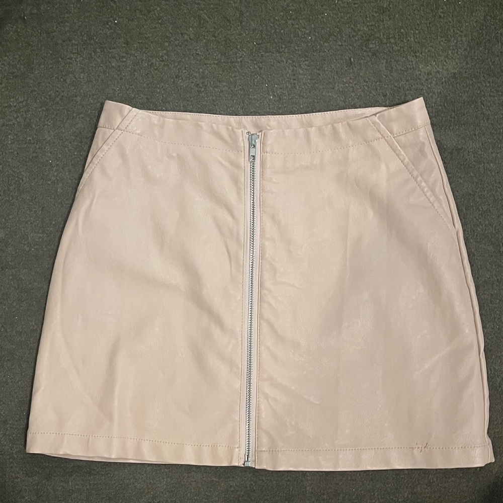 Faux Leather Zipper Mini Skirt